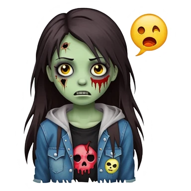 girl zombie long dark brown hair emo emoji sticker