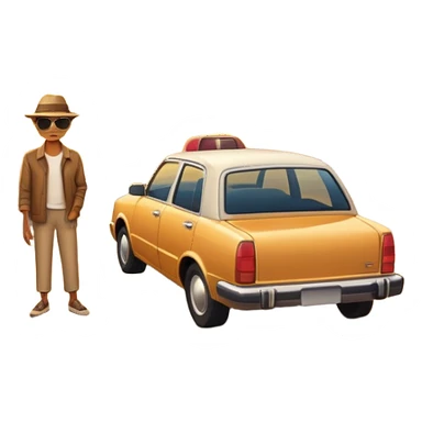 A parked car rests on the side of a long with a person outside , empty road stretching toward a golden sunset. The sky glows with warm colors, and the landscape ahead feels open, peaceful, and full of promise. sticker