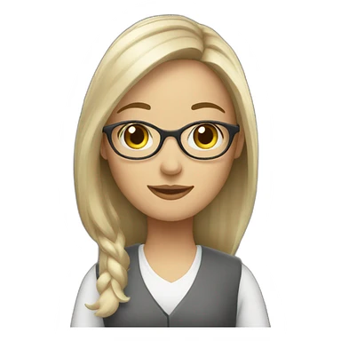 white woman student with books sticker