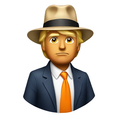 Donald Trump with a fedora and a orange suit sticker