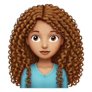 Haz un emoji de una chica un poco morena de piel, pelo largo rizo , flaca sticker