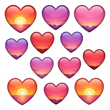 Sunset colored hearts sticker