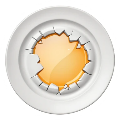 a broken rounded white plate sticker