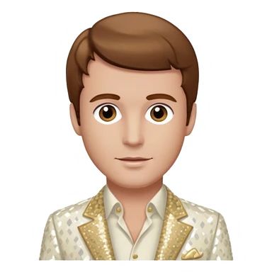 Peter Allen with Brown Hair, Ivory Sequin Outfit sticker