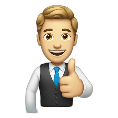 happy businessman with thumbs up sticker