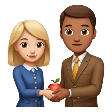 a man and a girl shaking hands, apple emoji style sticker