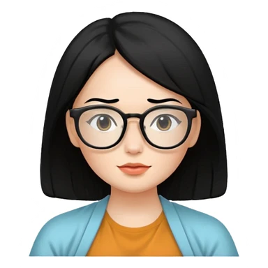 A woman with black hair and big square glasses meditating  sticker