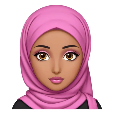 pink hijabi baddie,pretty, brown eyes, makeup, black eyeliner, long hair sticker