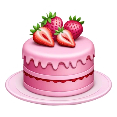pink cake with strawberry sticker