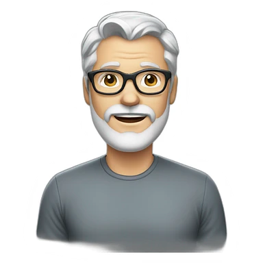 40 year old white man with grey hair and grey beard and dark glasses, KITCHEN sticker