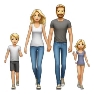 Young white Familie skinny casual walking sticker