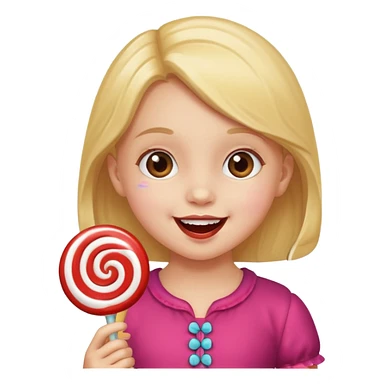 little girl eating candy sticker