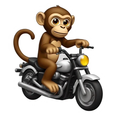 brown monkey with tattoo riding motorcycle sticker