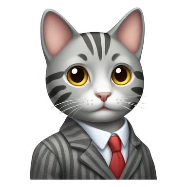 Grey striped cat with suit sticker
