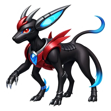 Shiny Gothic Exotic Futuristic Houndoom-Genesect-Pokémon-Fakémon-hybrid-creature sticker