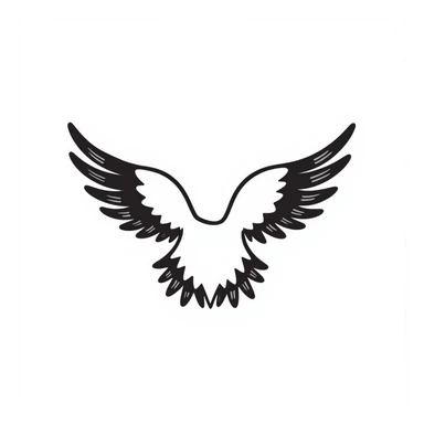a pair of wings black doodle style sticker