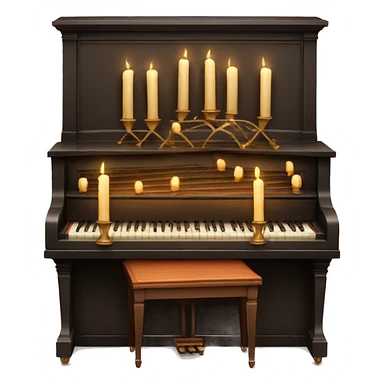 vintage piano with candles on top sticker