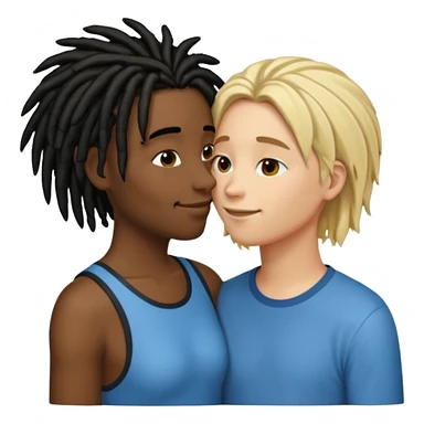 emoticon bacio tra coppia donna capelli neri con dread e uomo biondo capelli corti sticker