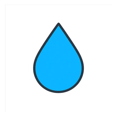 blue water droplet icon with black outlines sticker