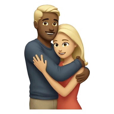 Blond man and hispanic woman hug each other sticker