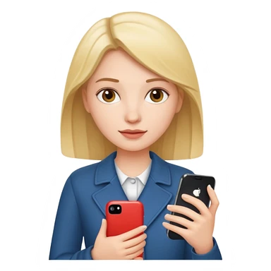 Mujer joven blanca con teléfono en mano  sticker