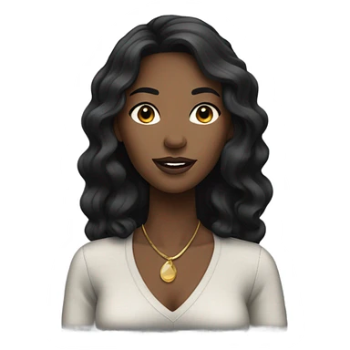 black woman with black long hair and a nice top sticker