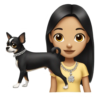 girl with black hair jewelry walking Chihuahua sticker