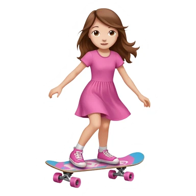 Dinosaur on a skateboard pink dress for girls in  sticker