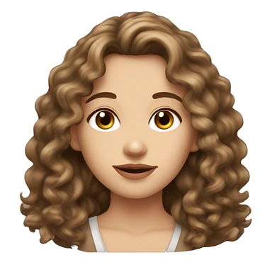 Lady long curly brown hair attractive face brown eyes attractive lips square jaw high cheek bones looks European  sticker