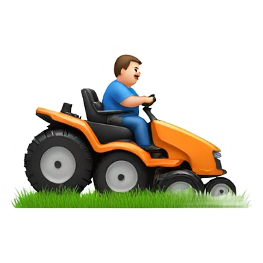 Fat man mowing grass sticker