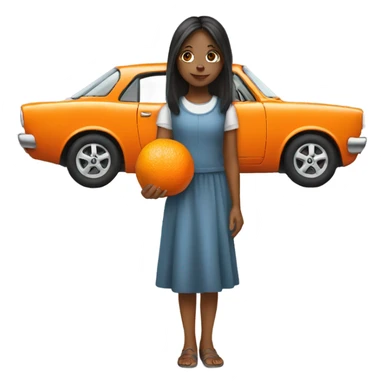 Girl holding an orange car sticker