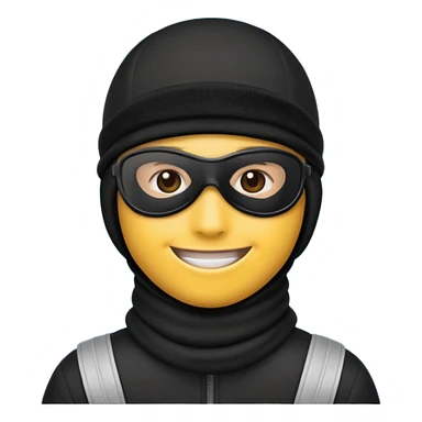 Create an emoji wearing a black ski mask sticker