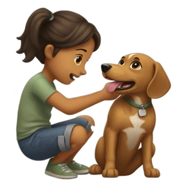 dog playing with child sticker