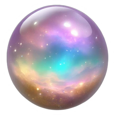Sparkly glossy Pastel iridescent glass crystal nebula glass orb sticker