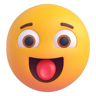 Shocked emoji in 3D style with a surprised expression, variant 1, no background, transparent background. sticker