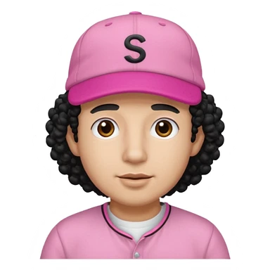 Papi Santana, Rosa keps & svart lockigt hår (kille) sticker