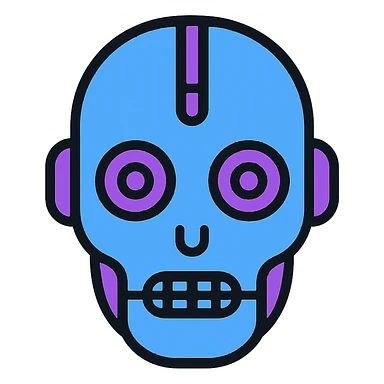 Transform this artificial intelligence emoji into a simple, modern, and easily recognizable AI logo using blue and purple tones, with no background. sticker