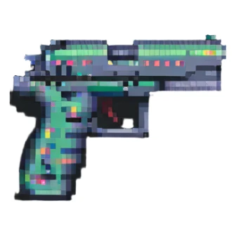 gun emoji in pixel art style sticker