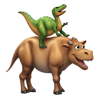 Dinosaur riding a cow sticker