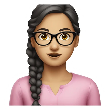dark haired white young girl in pink glasses sticker