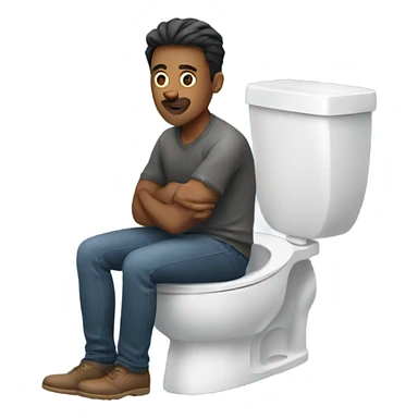 Man sitting on toilet sticker