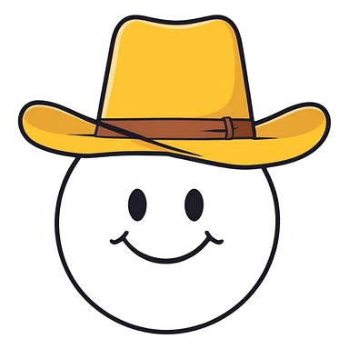 Smile, smiley face wearing a cowboy hat sticker