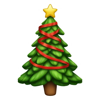 Christmas tree with a red bow sticker