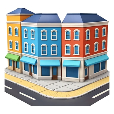 mini diorama of a classic city street corner with small buildings and road sticker