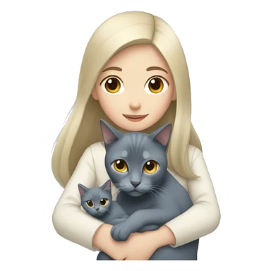 Japanese girl holding Two Russian Blue cats sticker