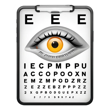 eye chart with a highlighted letter sticker