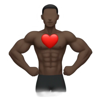 strong body silhouette with red hart in chest sticker