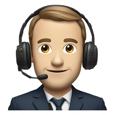 macron qui joue a un jeu avec une manette et un casque sticker