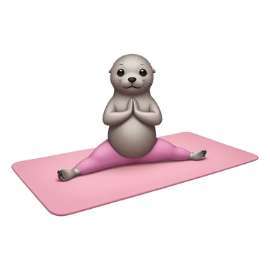 Seal doing pilates on a light pink yoga mat on an island sticker