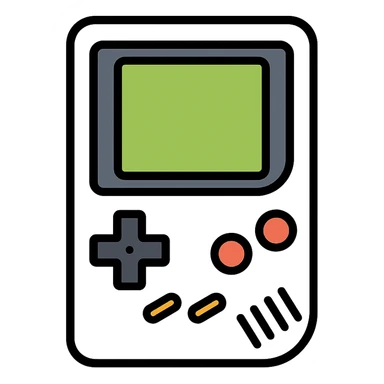 classic Gameboy as color icon, focus on buttons and screen, clean outlined style sticker